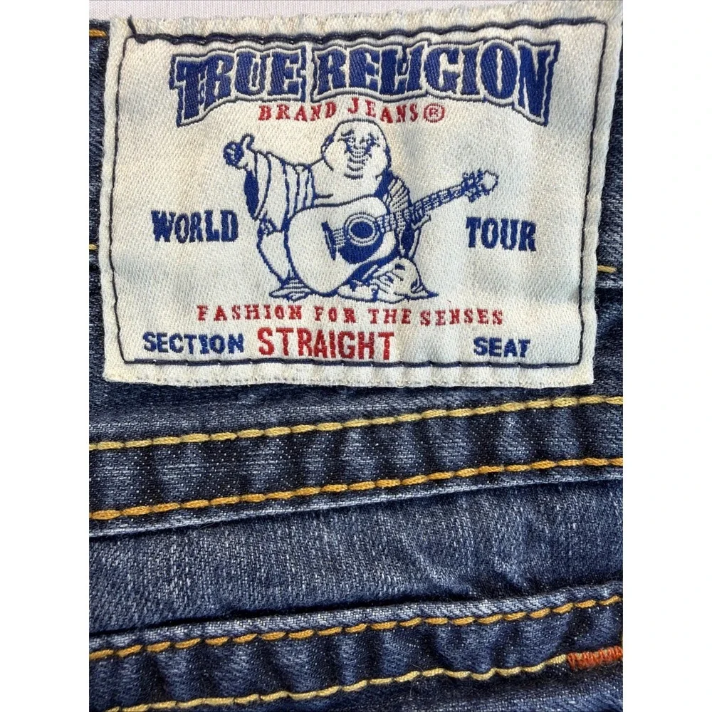 True Religion World Tour Jeans Men's 36x28 Blue Straight USA Made